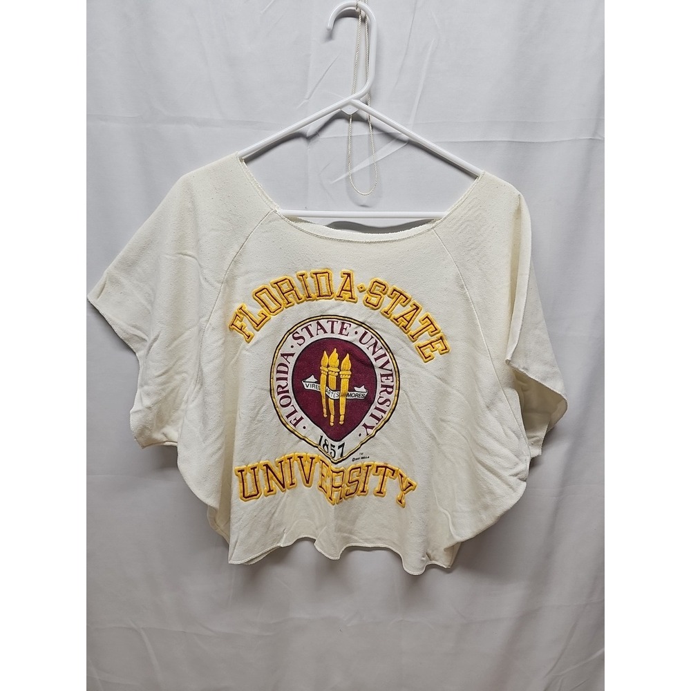Rella Women White Vintage 90s Florida State Fsu Bodybuilding Crop Shirt One Size - Picture 10 of 16
